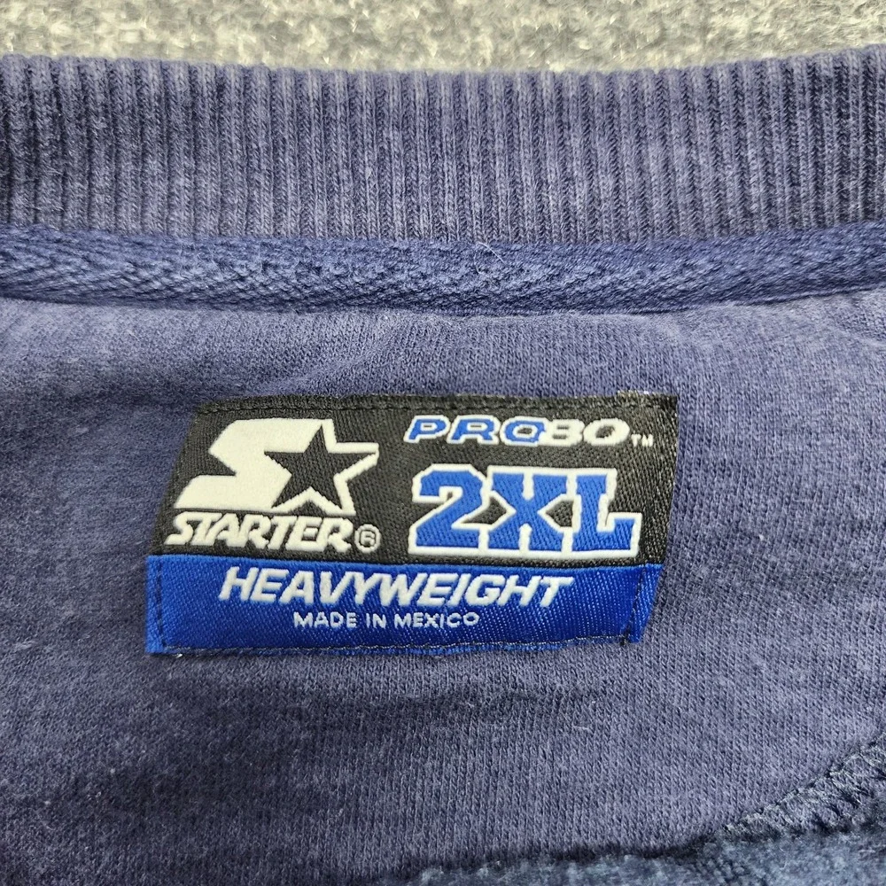 Starter Pro 80 Sweater Mens 2XL Heavyweight Crewneck Sweatshirt Blue Vintage